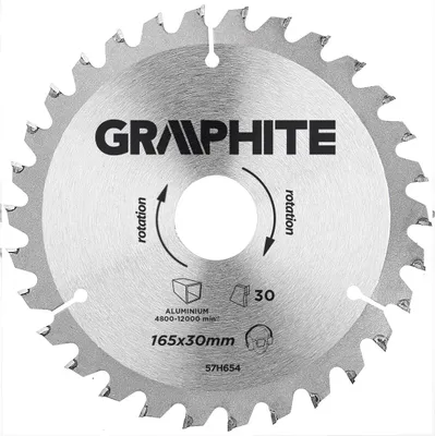 Image de GRAPHITE Disque de scie Widia 165 x 30 mm, 30 dents, pour aluminium, épaisseur du disque 2 mm, épaisseur de la dent 2,8 mm, pièces de réduction : 30 x 16 mm, 30 x 20 mm, 30 x 25,4 mm