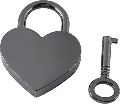Produktbild von Vintage Mini-Schloss in Herzform mit Schlüssel - schwarz Metall