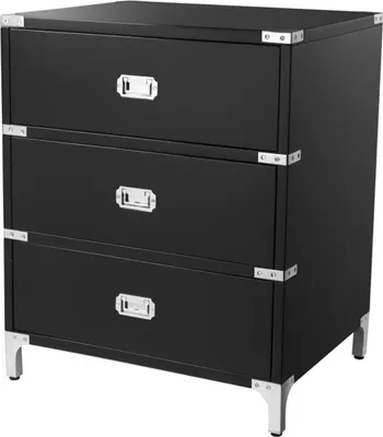 Produktbild von Casa Padrino Luxus Beistelltisch mit 3 Schubladen Schwarz 71 x 40,5 x H. 74 cm - Wohnzimmermöbel