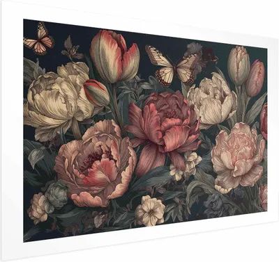 Produktbild von Posterpapier Poster - Flowers on a Turquoise Background 42x29.7 cm Blumen b-H-10025-ao-a