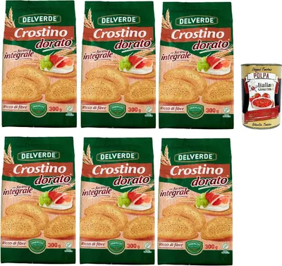 Produktbild von Buitoni Crostino con farina Integrale Croutons mit Vollkornmehl Snacks 6x 300g reich an Ballaststoffen + Italian Gourmet polpa 400g