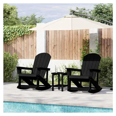 Produktbild von Adirondack Schaukelstühle 2 Stück Schwarz 73,5 x 92 x 90 cm HDPE Schaukelstühle