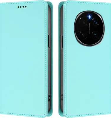 Image de Etui en cuir pour Honor Magic7, étui magnétique en cuirPolyuréthaneavec support Vert Menthe