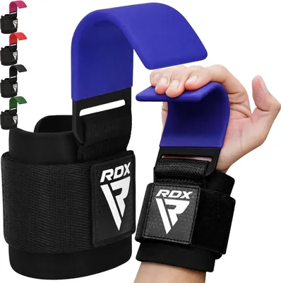 Produktbild von RDX Gewichtheberhaken-Gurte, Paar, rutschfester, gummibeschichteter Griff, 7 mm Neopren-gepolsterte Handgelenkbandage, Unterstützung für Powerlifting, Kreuzheben, Klimmzüge
