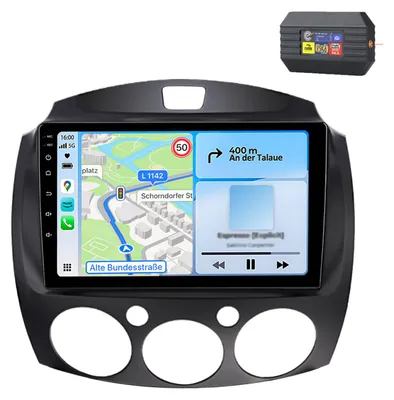 Obrázek produktu pro Autorádio pro Mazda 2 2007–2013 s DAB+, CarPlay, Android Auto, 4G WiFi, GPS navigací, 8jádrovým procesorem, RDS, DSP, Bluetooth, 9palcovým displejem a pamětí 6+128 GB