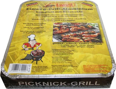 Produktbild von Favorit Einweg-Grill ca 600g mit Holzkohle und Anzünder 2999, Grill