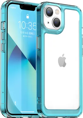 Produktbild von iPhone 14 Hülle, Klar Rückseite Stoßfeste TPU Silikon Bumper Schutzhülle für iPhone 14 Hellblau