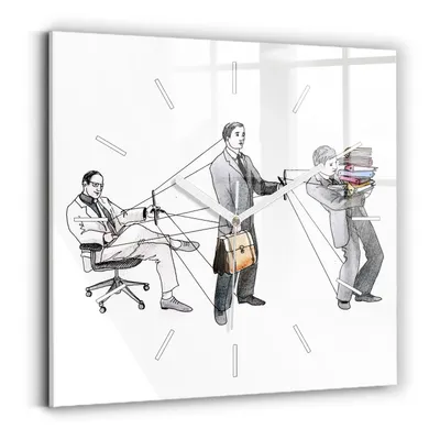 Produktbild von Wallfluent Wanduhr – Stilles Quarzuhrwerk - Uhr Dekoration Wohnzimmer Schlafzimmer Küche - Zifferblatt mit Striche - weiße Zeiger - 30x30 cm - Marionettenspieler