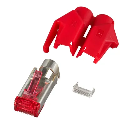 Image de Connecteur RJ45 Hirose STP, TM21 rouge, 100 pièces, 3 éléments, Cat.6