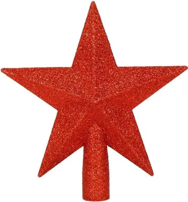Image de Étoile pour sapin de Noël 15 cm rouge scintillante, décoration de Noël