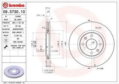 Produktbild von BREMBO Bremsscheiben (2 Stück) Vorderachse 09.5730.10