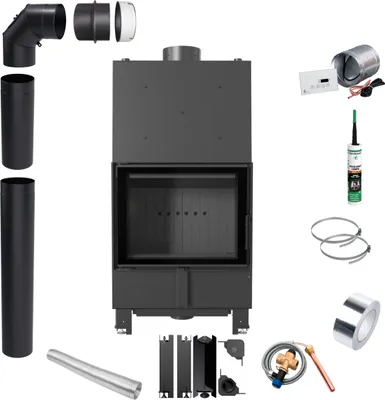 Produktbild von Wasser Kamin KRATKI LUCY 12kW Ø200 schwarz ECO Montageset