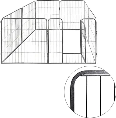 Produktbild von Welpenauslauf XL, 8-teilig, Element-Maß: 80x80 cm, pulverbeschichteter Stahl, Welpenlaufstall, Gehege für Hunde, Hasen, Meerschweinchen, Katzen, pflegeleicht Petigi