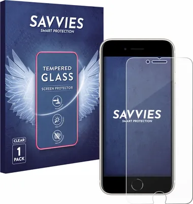 Produktbild von Savvies Schutzglas für Apple iPhone SE 3 2022 / SE 2 2020 / 8 / 7 / 7 Red Displayschutz 9H Glas klar transparent