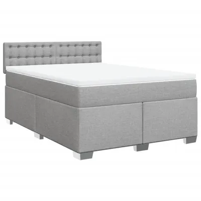 Image de vidaXL Lit boxspring avec matelas gris clair 160x200 cm Tissu