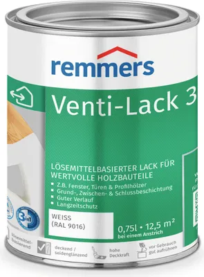 Produktbild von Remmers Venti-Lack 3in1 weiß (RAL 9016) 0,75 l, Holzlack
