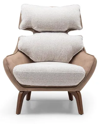 Productafbeelding van Moderne fauteuil voor de woonkamer, orenfauteuil, gestoffeerde fauteuil, beige kleur