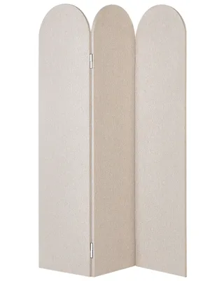 Produktbild von BELIANI Akustik Raumteiler Beige Stoff und Stahl 160 x 120 cm 3-teilig Modern Büro Stellwand Paravent Wohnzimmer Schlafzimmer Innenbereich