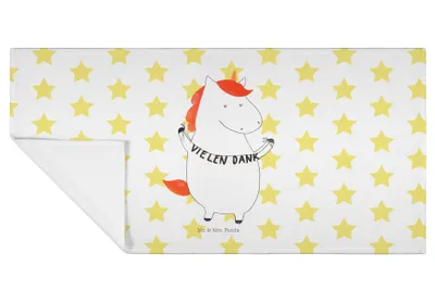 Produktbild von Mr. & Mrs. Panda Handtuch Einhorn Dankeschön - Weiß - Geschenk, Einhörner, kleines, Danke, gesichtstuch, Unicorn, Vielen Dank, Danksagung, 50x100, Flauschtuch