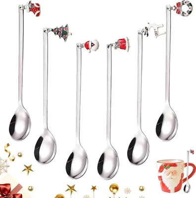 Produktbild von 6-Teiliges Weihnachtslöffel,für Weihnachtstasse Weihnachtstassen Weihnachtsgeschirr,Wweihnachten Christmas Spoon set, Weihnachtsbesteck