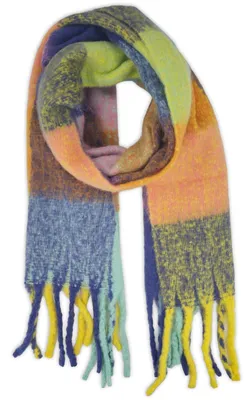 Produktbild von styleBREAKER Damen Webschal mit Karomuster | Kuscheliger Winterschal mit langen Fransen | Weiches Schultertuch 50 x 190 cm | Oversize Stola warm & pflegeleicht