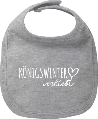 Produktbild von Huuraa Baby Lätzchen Königswinter verliebt Heather Grey Klettverschluss  Baumwolle Latz Geschenkidee