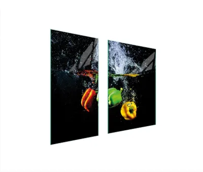 Produktbild von Herdabdeckplatten 2 teilig 75x52 Glaskeramikkochfeld Abdeckung Glas Schneidebrett Pfeffer Schwarz
