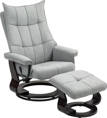 Produktbild von Relaxsessel mit Hocker, drehbar, Wippfunktion, verstellbare Rückenlehne, bis 150 kg, Grau