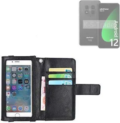 Produktbild von K-S-Trade Handy Hülle Schutz Hülle Kompatibel mit Ulefone Note 15 Case mit Displayschutz / Schutzfolie Flip Cover Wallet case Etui Hülle schwarz