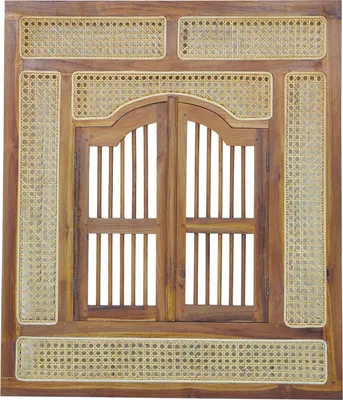 Produktbild von SIT Möbel Wand-Spiegel mit 2 Flügeltüren und Rattan-Geflecht | rechteckig | Rahmen Mango-Holz natur | B 80 x T 4 x H 90 cm | 05357-01 | Serie RATTAN
