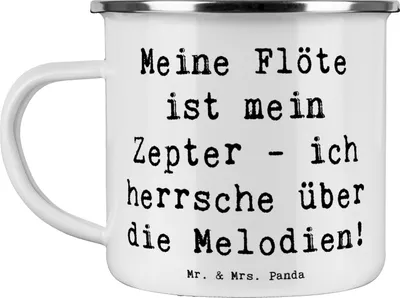 Produktbild von Mr. & Mrs. Panda Pott Spruch Flötenzauber - Weiß - Geschenk, Instrumente, Flötist, Lernen, Musikinstrument, Instrument, Motivtasse, Musiker, Melodie, metallbecher, Musik