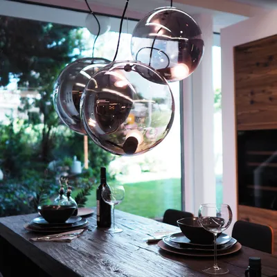 Produktbild von s.luce Sphere Pendelleuchte Glaskugel Hängelampe Hängeleuchte mit Glaskugel Chrom/Klar Ø 40cm Rund