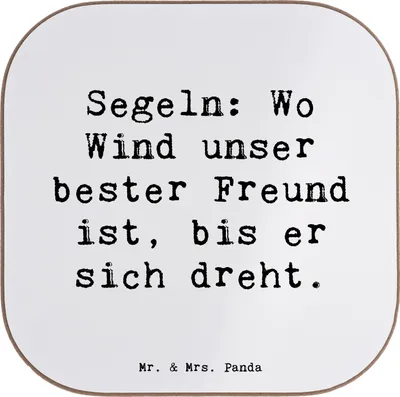 Produktbild von Mr. & Mrs. Panda Untersetzer Glas Spruch Segeln Windfreund - Weiß - Geschenk, Liebe zum Detail, Coaster, Gläser, Abenteuer, Sportart, Herausforderung, Sportler, für