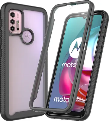 Produktbild von Moto G30 Hülle, TPU Bumper mit Eingebautem Displayschutz 360 Grad Komplettschutz Schutzhülle für Motorola Moto G30 / G20 / G10 / G10 Power Schwarz