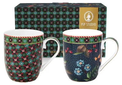 Productafbeelding van set mokken Pip Studio Berry Blues 145ml - blauw 2 stuks