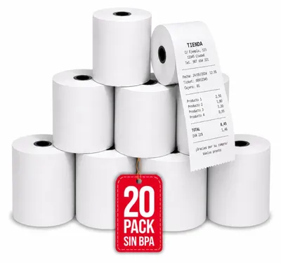 Image de Papier thermique 80 x 80 mm 60 g/m² sans BPA Lot de 20 COM-FORT HOUSE