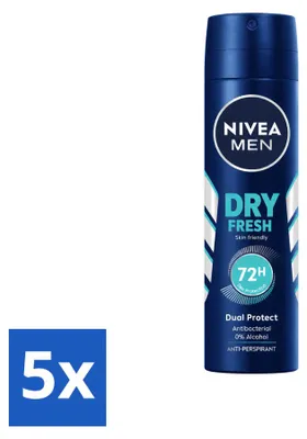 Obrázok produktu pre 5 kusov deodorantu NIVEA MEN Dry Fresh vo forme spreju - 150 ml - výhodný balík