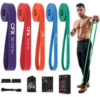 Produktbild von Fitnessbänder mit 5 Widerstandsbändern, Set mit Türanker