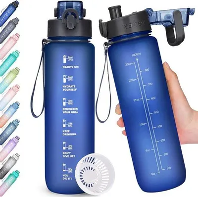 Produktbild von Famanu Sportflasche 1 Liter mit Zeitmarkierung - BPA-frei