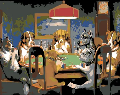 Produktbild von Malen nach Zahlen mit einem Rahmen Gemälde - Dog Poker 50x40 cm