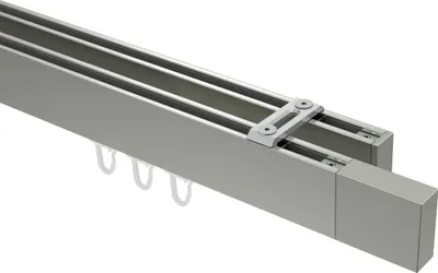 Produktbild von Interdeco Innenlaufstange / Gardinenstange mit Innenlauf Edelstahl-Optik, Typ Smartline Lox (Quader) Deckenmontage, 14x35 mm 2-läufig, 320 cm