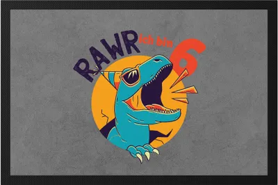 Produktbild von Raw Ich Bin 6 Fußmatte Geschenkidee 6. Geburtstag Humorvoll Sarkastisch Dinosaurier T-Rex Dino