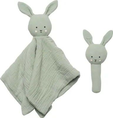 Produktbild von Jabadabado-Geschenkset Schmusetuch/Rassel Bunny / Green