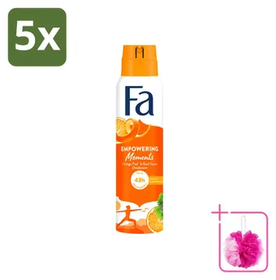 Imagen del producto de 5 aerosoles desodorantes Fa "Empowering Moments" - 150 ml - Pack ahorro - 5 unidades