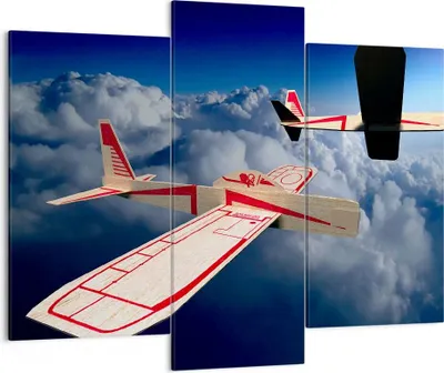 Produktbild von Bild auf Leinwand - Leinwandbild - Segelflugzeuge fliegen hoch Modell - 130x100cm - Wand Bild - Wanddeko - Leinwanddruck - Bilder - Kunstdruck - Leinwand bilder - Wandkunst - CB130x100-2283