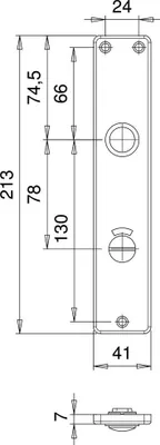 Produktbild von edi Langschildpaar 1237 eckig WC/SS 78mm Aluminium silber eloxiert