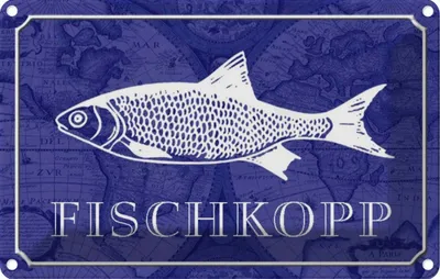 Produktbild von vianmo Blechschild 20x30 cm Fischkopp Fisch Witz Humor Lustig Spaß Tier Haustier