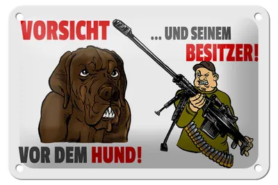 Produktbild von Blechschild Hinweis 18x12cm Vorsicht vor Hund und Besitzer