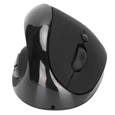 Obrázok produktu pre Vertikálna myš pre ľavákov - 2,4G bezdrôtová, ergonomická, nabíjateľná s USB adaptérom, nastaviteľné DPI pre PC - čierna