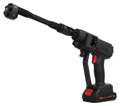 Image de Nettoyeur haute pression sans fil - Pistolet de lavage portatif - 21V - Fonctionnement sans fil - 2 batteries rechargeables - Idéal pour le nettoyage des voitures, des sols et des maisons - Livré avec des gants - Couleur : noir